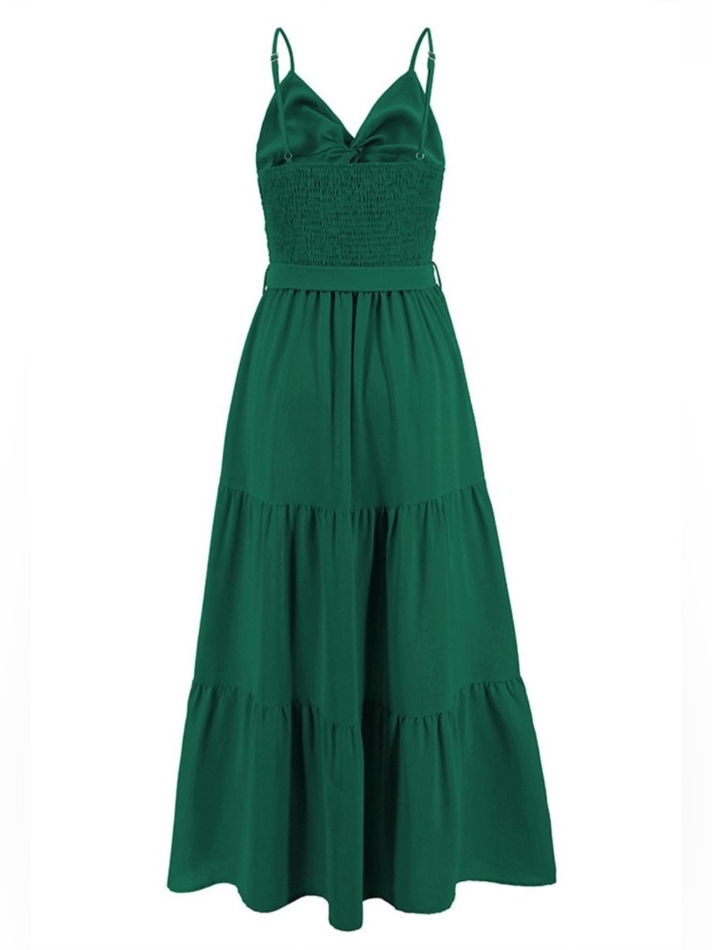 Emerald Green Twist Cutout Front Tiered Maxi Dress - Picture 3 of 4